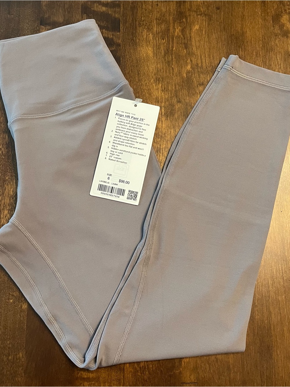 Lululemon Align HR Pant 25", Lunar Rock, Sz 6